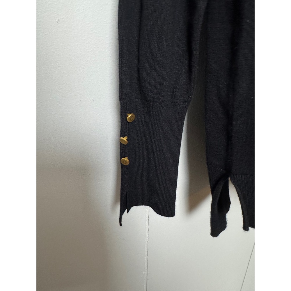 Philosophy Republic Clothing Women Black Crew Neck Sweater Gold Cuff Button Sz S - Picture 6 of 10